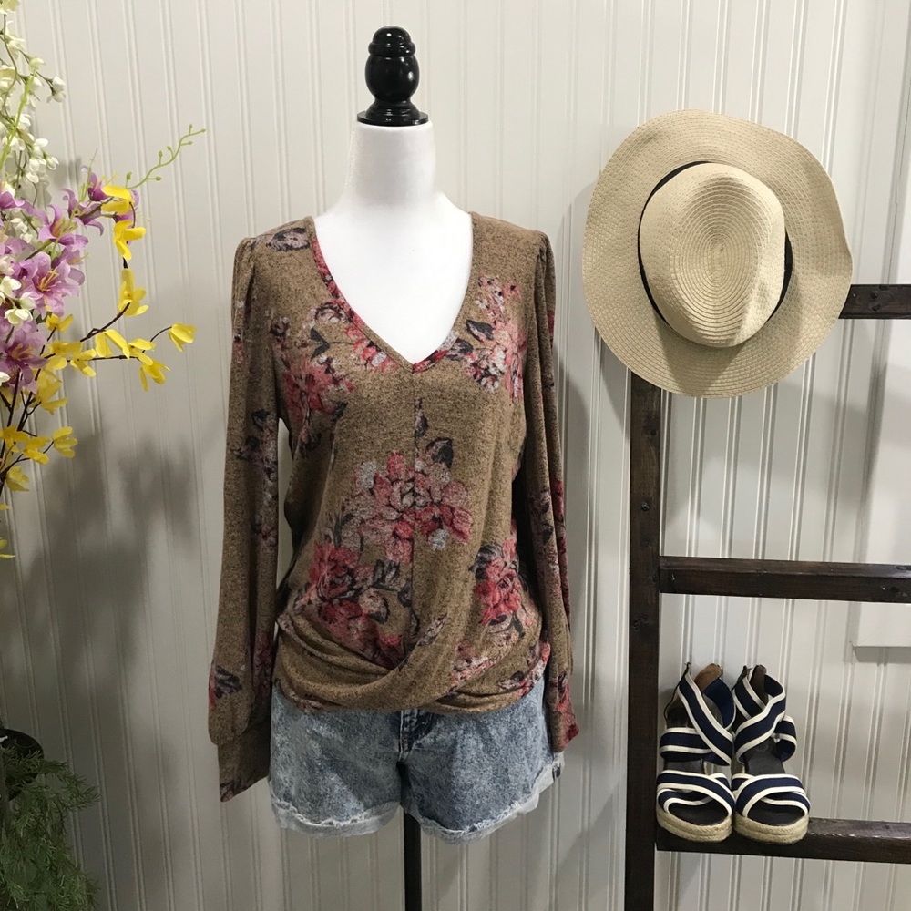 Sz XL Blouson Sleeve Twist Hem - Picture 9 of 16